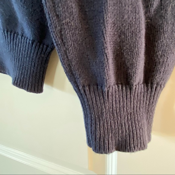 J Crew Slim Cotton & Cashmere Pullover Sweater w Leather Zipper Pull Navy Blue - Picture 9 of 11